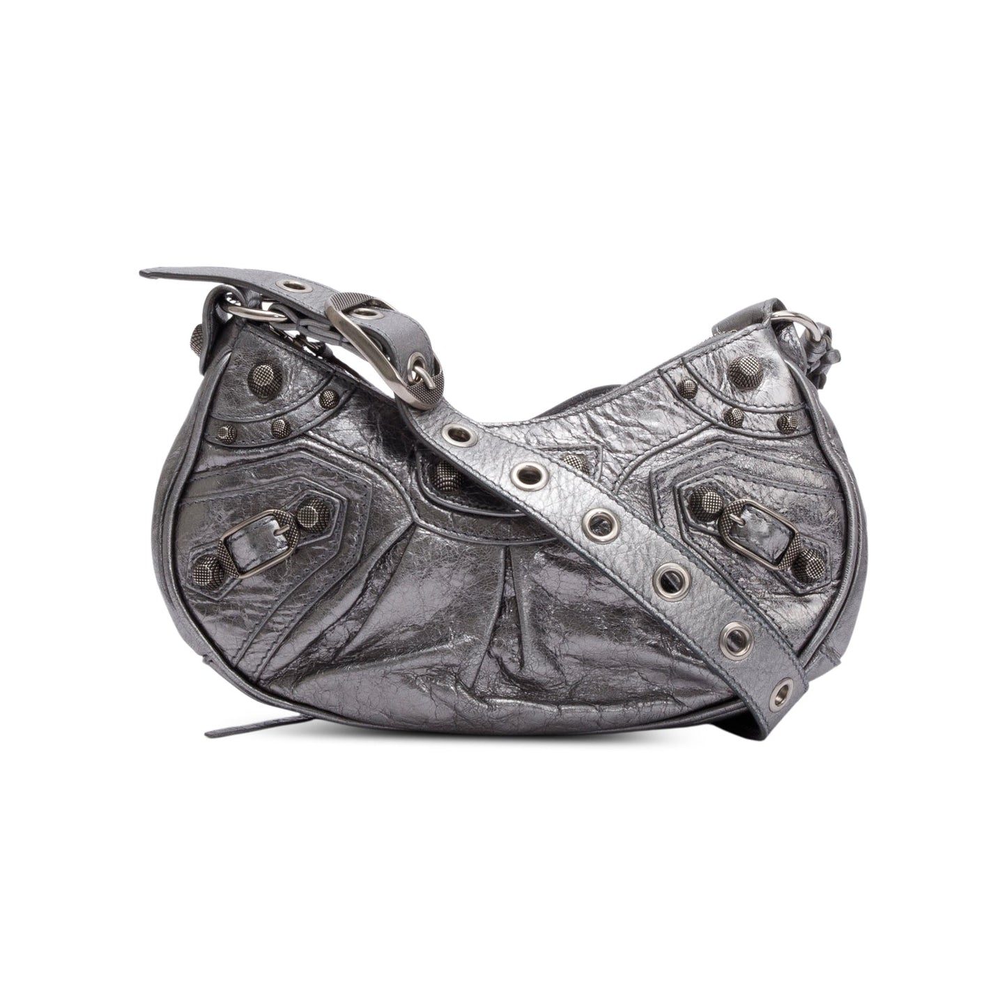 Balenciaga Metallic Silver Calfskin Le Cagole XS Shoulder Bag