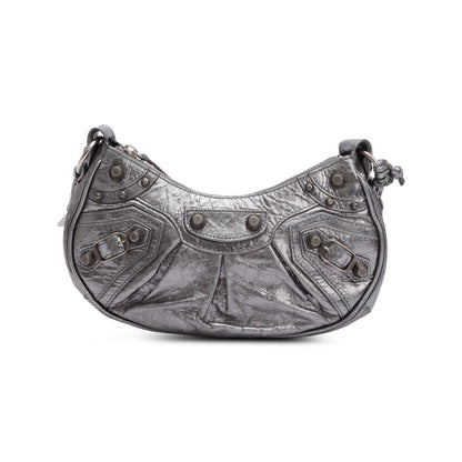 Balenciaga Metallic Silver Calfskin Le Cagole XS Shoulder Bag