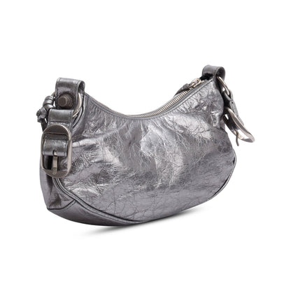 Balenciaga Metallic Silver Calfskin Le Cagole XS Shoulder Bag