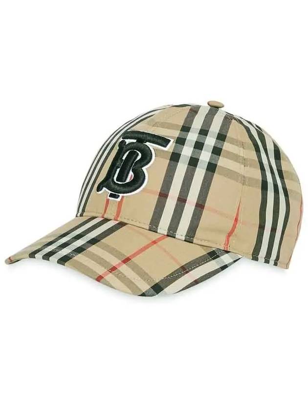 Luxury Burberry Vintage Check Motif Ball Cap Beige