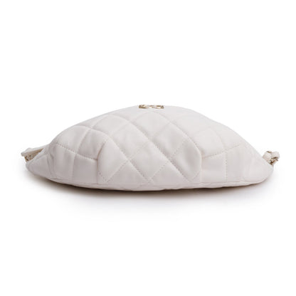 Chanel 2024 White Quilted Calfskin Leather Belt Bag