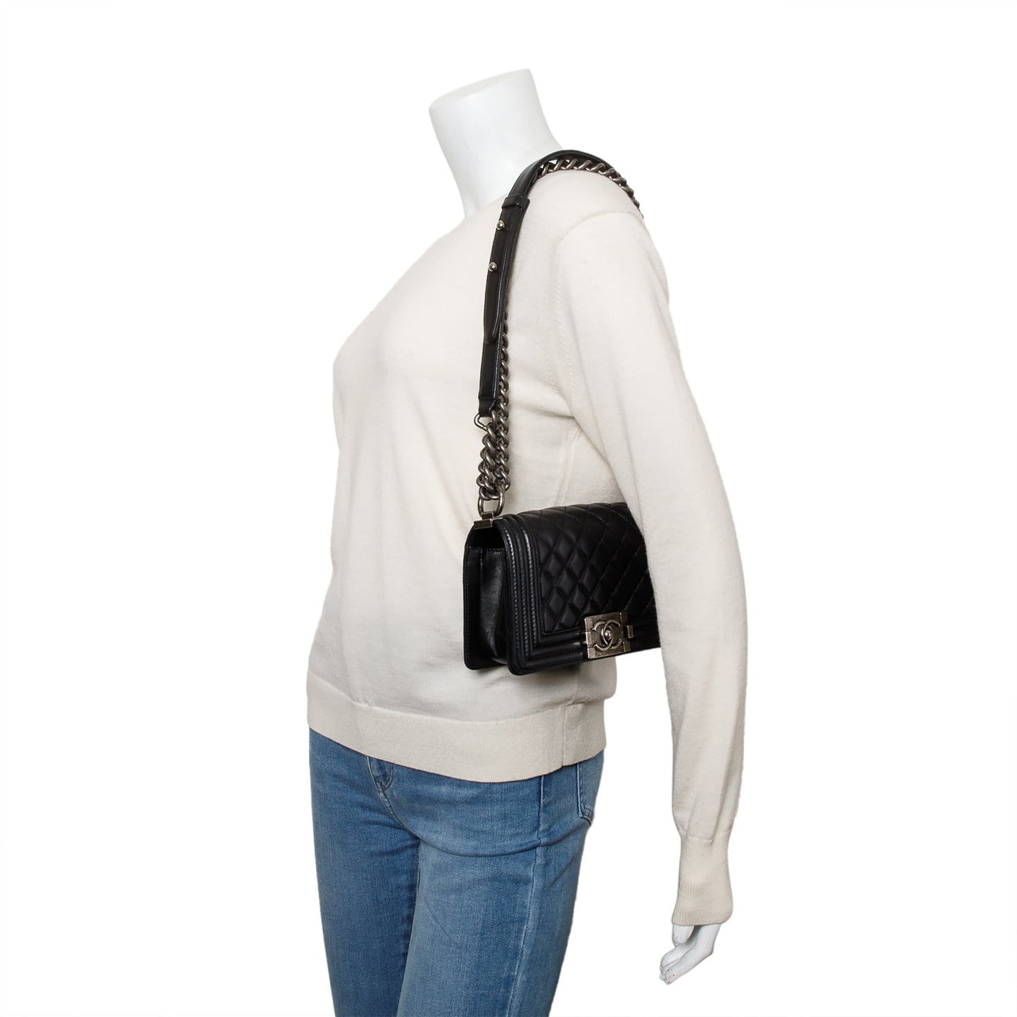 Chanel Black Quilted Lambskin Leather Small Boy Bag