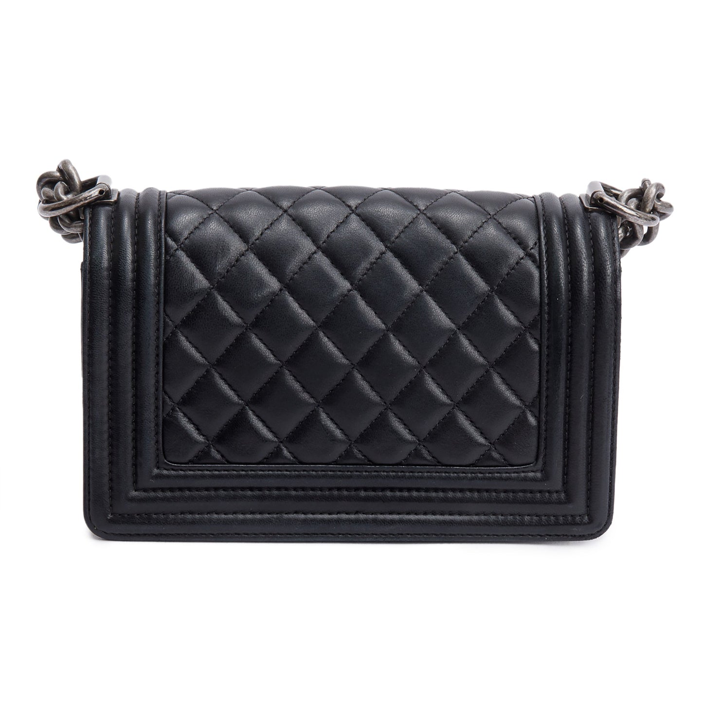 Chanel Black Quilted Lambskin Leather Small Boy Bag