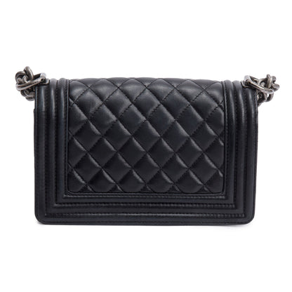 Chanel Black Quilted Lambskin Leather Small Boy Bag