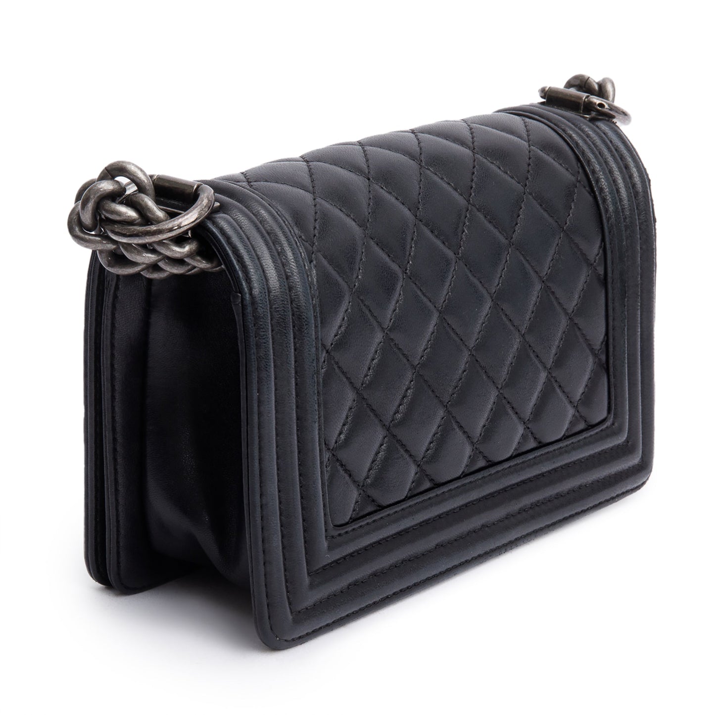 Chanel Black Quilted Lambskin Leather Small Boy Bag