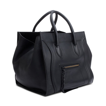 Celine Black Calfskin Leather Medium Phantom Luggage Tote