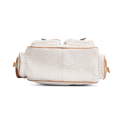 Christian Dior White Diorissimo Tan Leather Multi-Pocket Tote