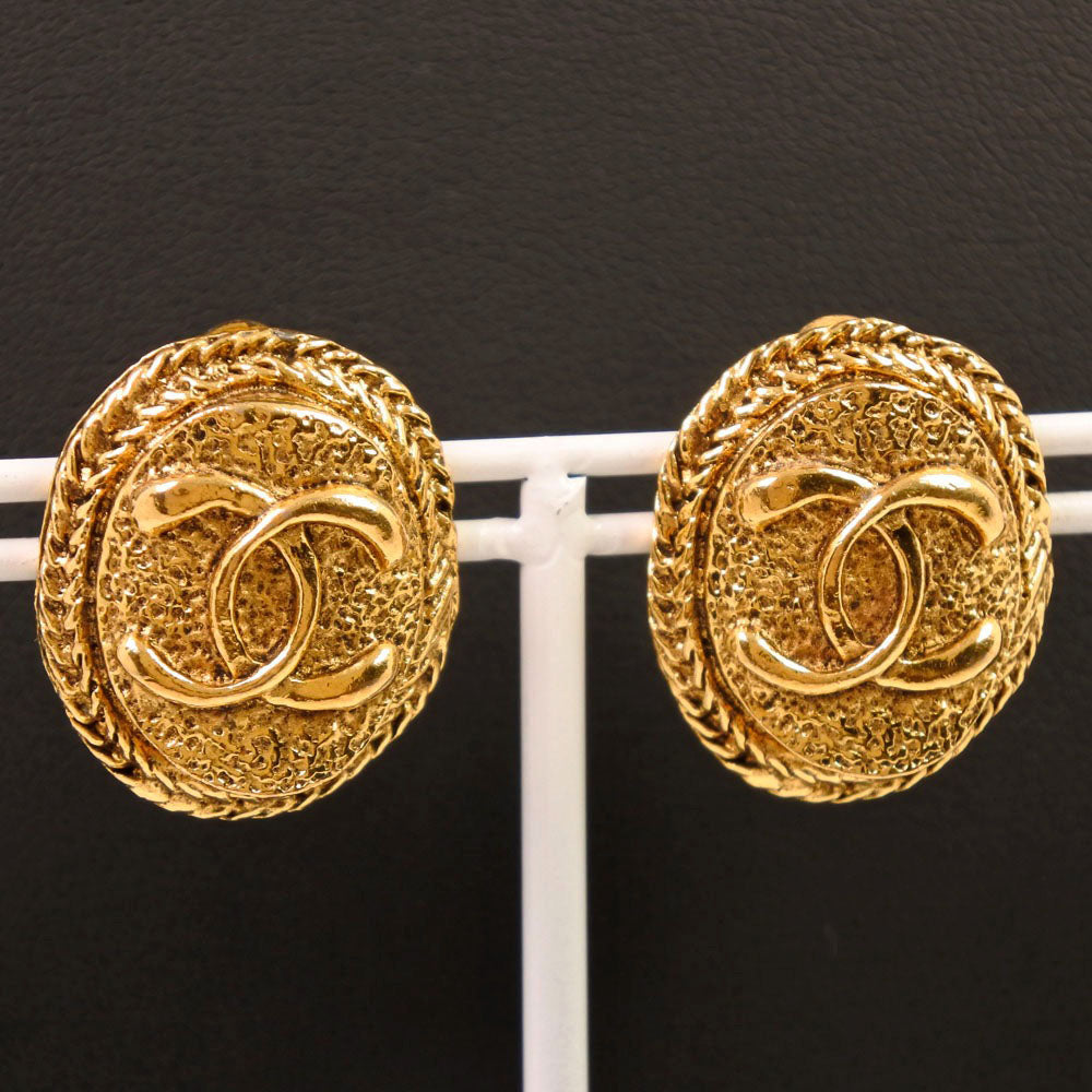 CHANEL Earring Plated Gold gold vintage COCO Mark Women
