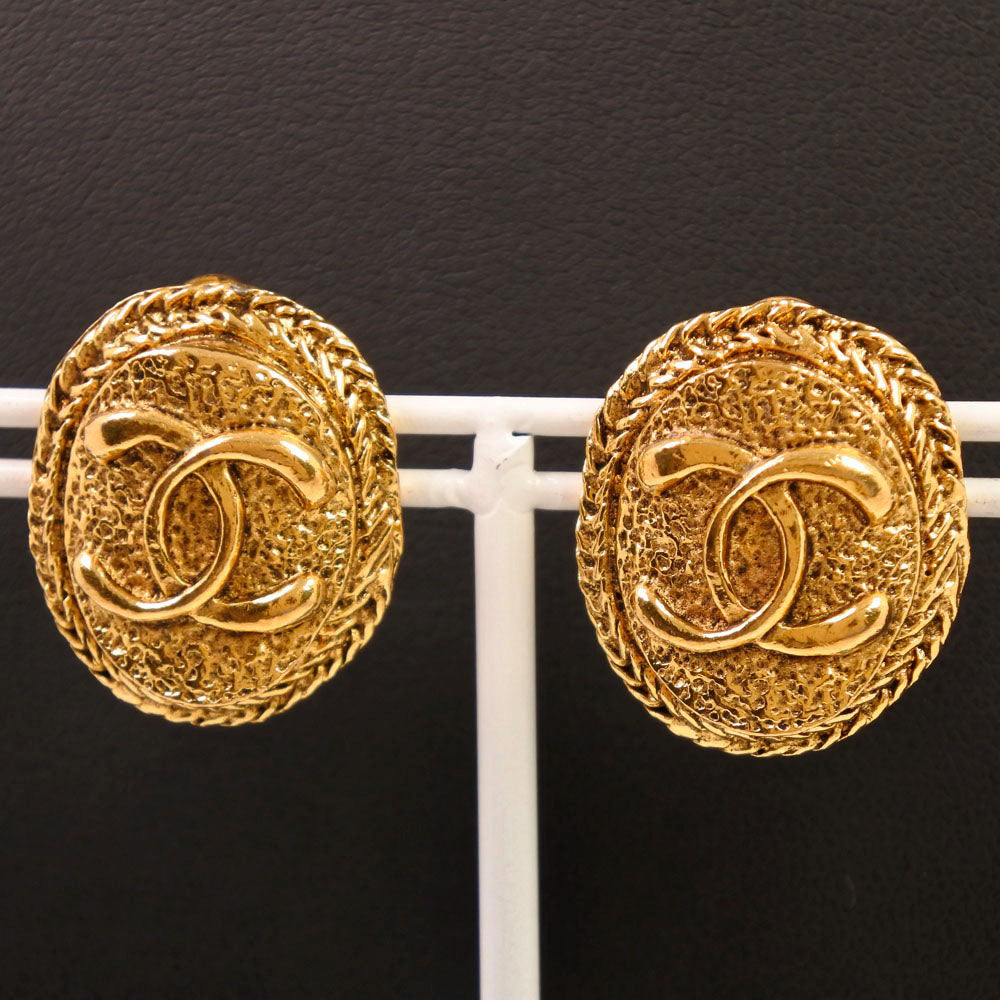 CHANEL Earring Plated Gold gold vintage COCO Mark Women
