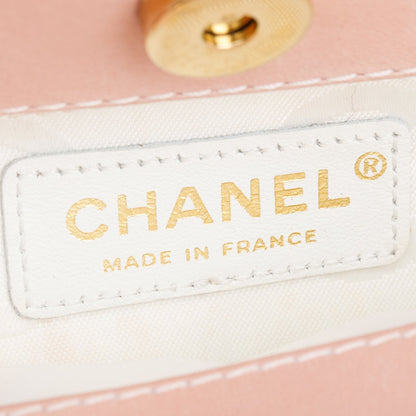 Chanel Pink Quilted Lambskin Leather Mini Evening Top Handle Bag