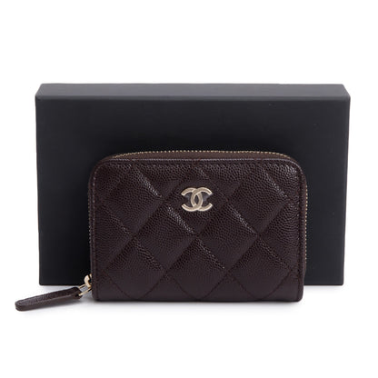 Chanel Brown Caviar Leather Classic Zipped Coin Purse