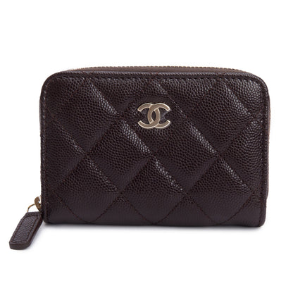 Chanel Brown Caviar Leather Classic Zipped Coin Purse