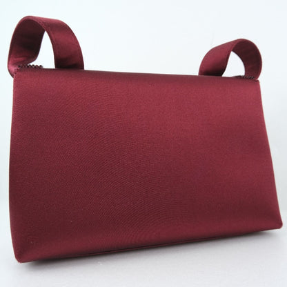 CHANEL Shoulder Bag Satin, Rhinestone Bordeaux COCO Mark Party bag Women