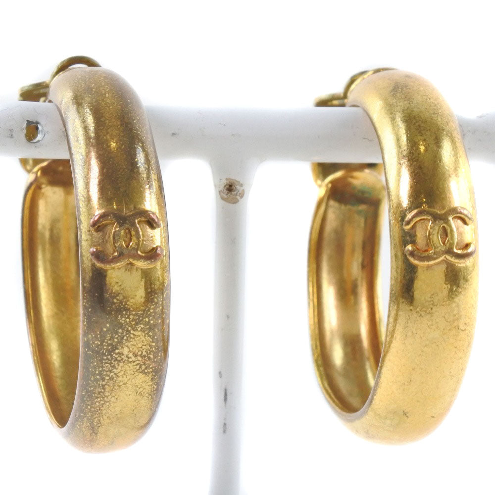 CHANEL Earring Plated Gold gold hoop COCO Mark Women