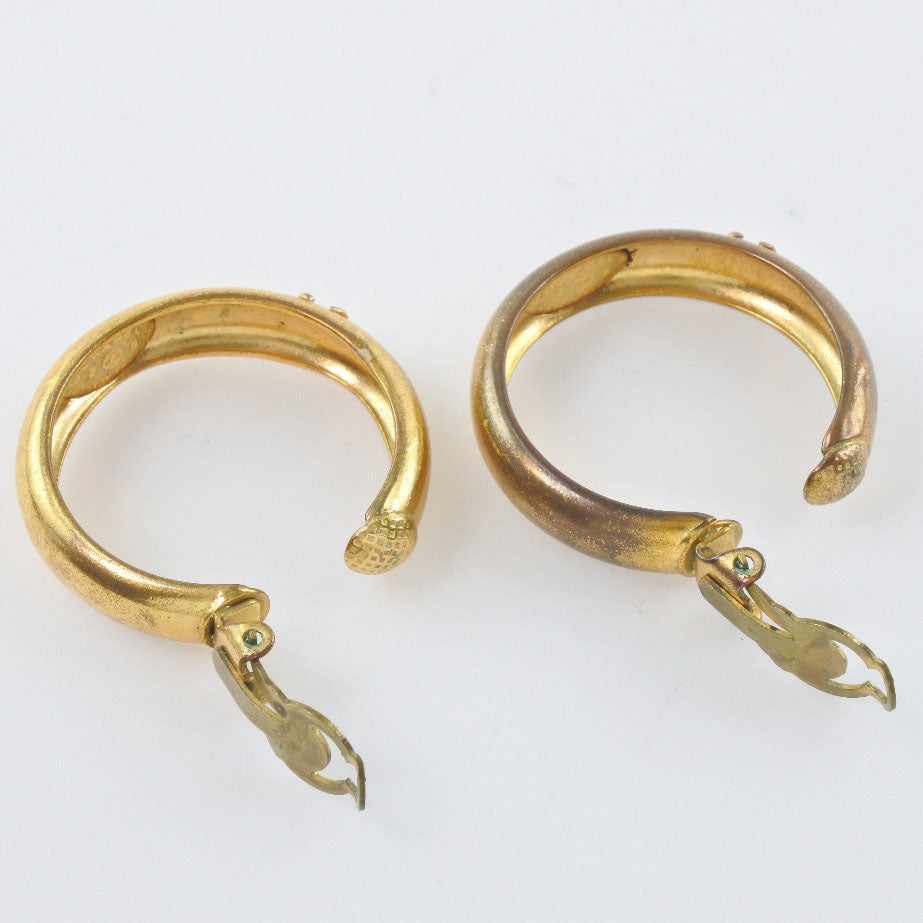 CHANEL Earring Plated Gold gold hoop COCO Mark Women