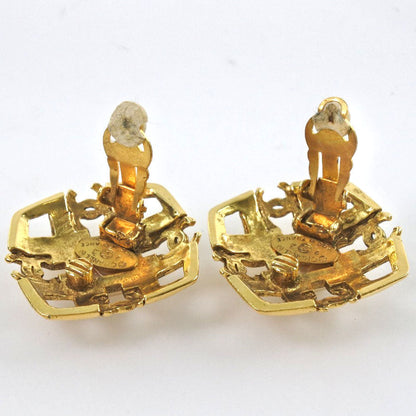 CHANEL Earring Plated Gold gold vintage COCO Mark Women