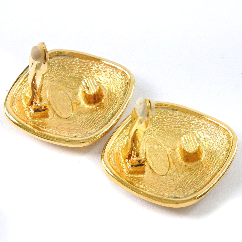 CHANEL Earring Plated Gold gold vintage Rhombus COCO Mark Women