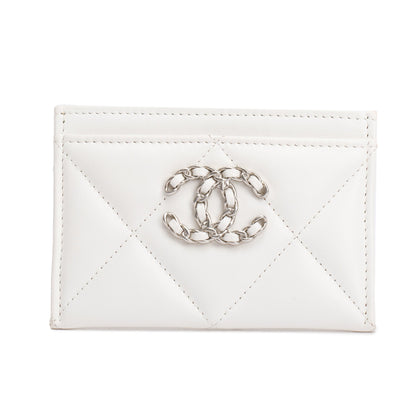 Chanel White Quilted Lambskin Leather 19 Card Holder