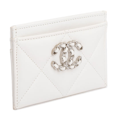 Chanel White Quilted Lambskin Leather 19 Card Holder