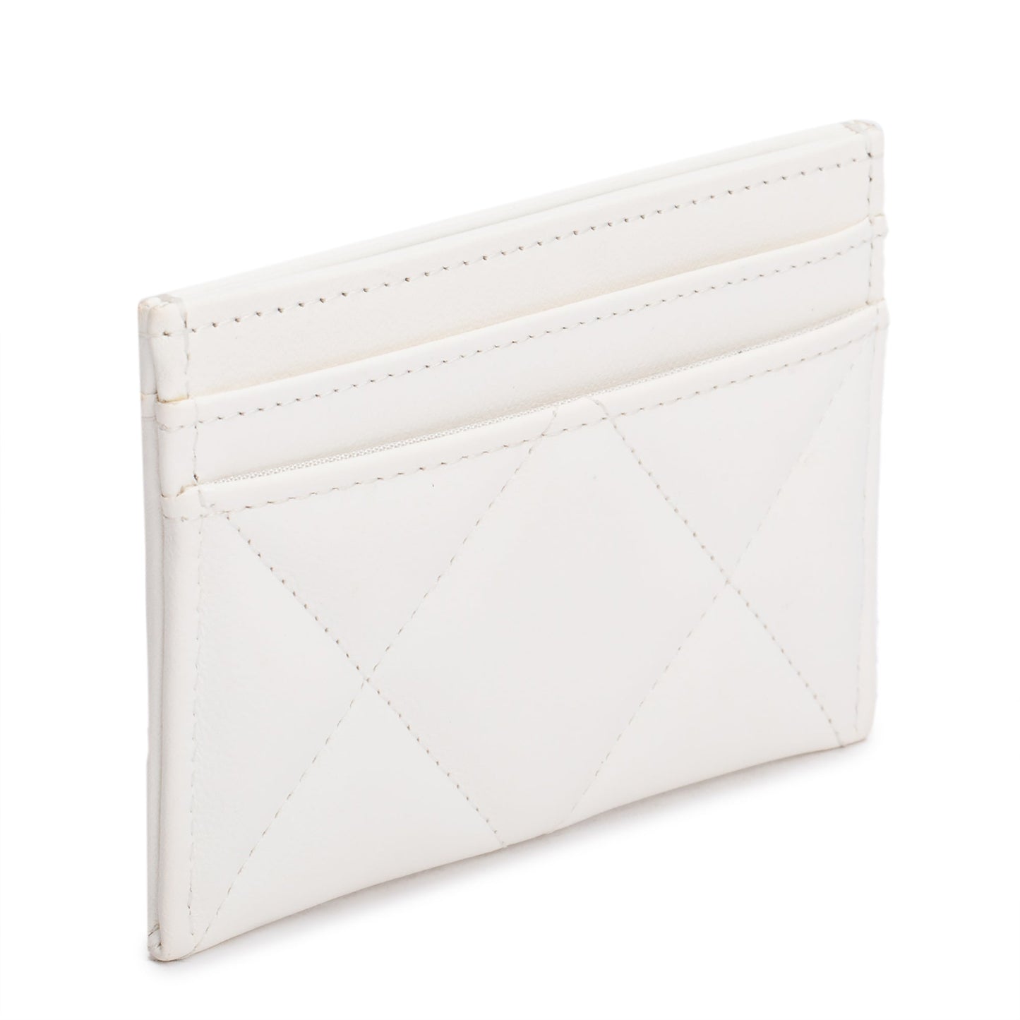 Chanel White Quilted Lambskin Leather 19 Card Holder