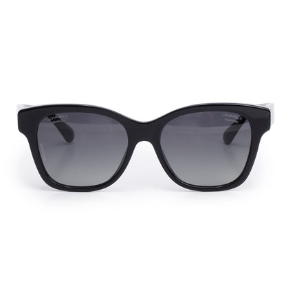 Chanel 5482-H  Black Acetate CC Faux Pearl Square Sunglasses