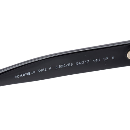 Chanel 5482-H  Black Acetate CC Faux Pearl Square Sunglasses