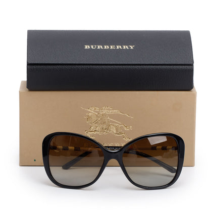 Burberry B 4235-Q Brown Acetate Check Trim Square Sunglasses