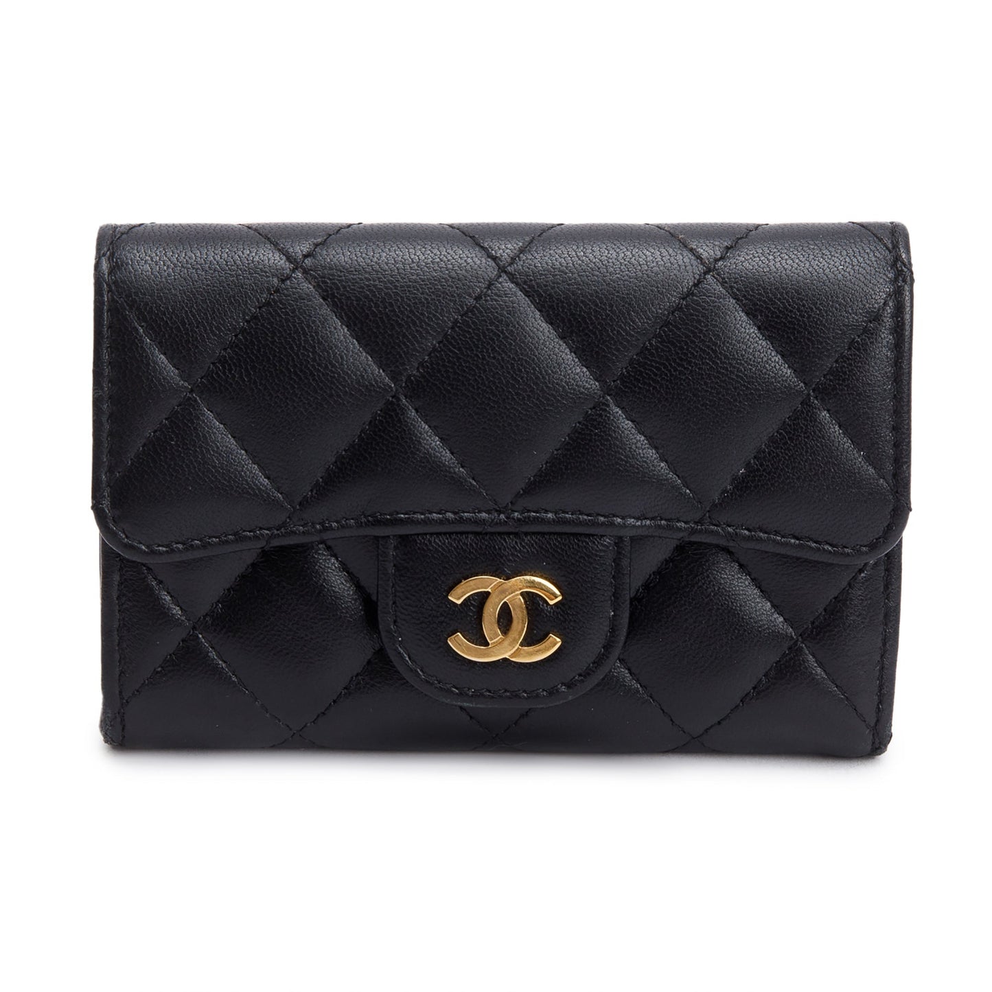 Chanel 2021 Black Quilted Lambskin Leather Classic Flap Card Holder