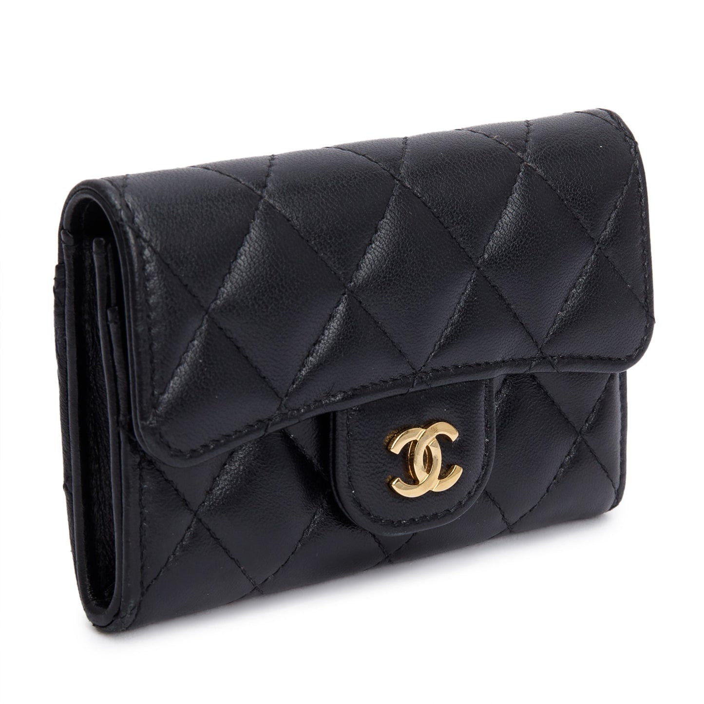Chanel 2021 Black Quilted Lambskin Leather Classic Flap Card Holder