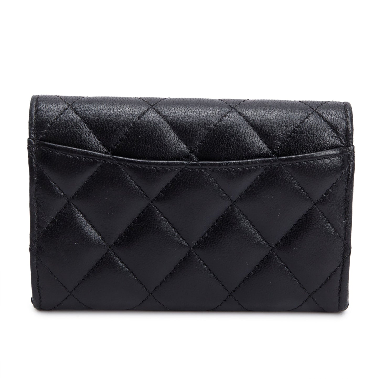 Chanel 2021 Black Quilted Lambskin Leather Classic Flap Card Holder
