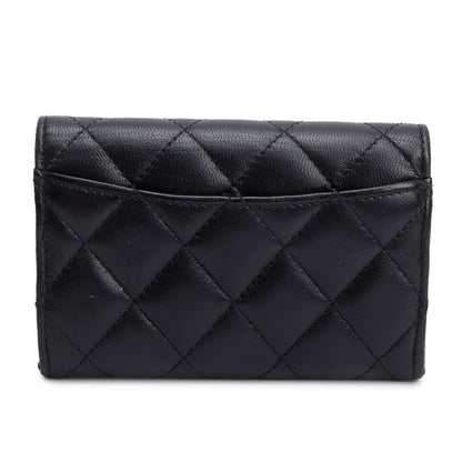 Chanel 2021 Black Quilted Lambskin Leather Classic Flap Card Holder