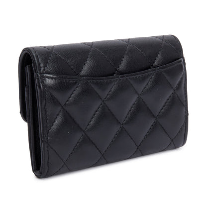 Chanel 2021 Black Quilted Lambskin Leather Classic Flap Card Holder