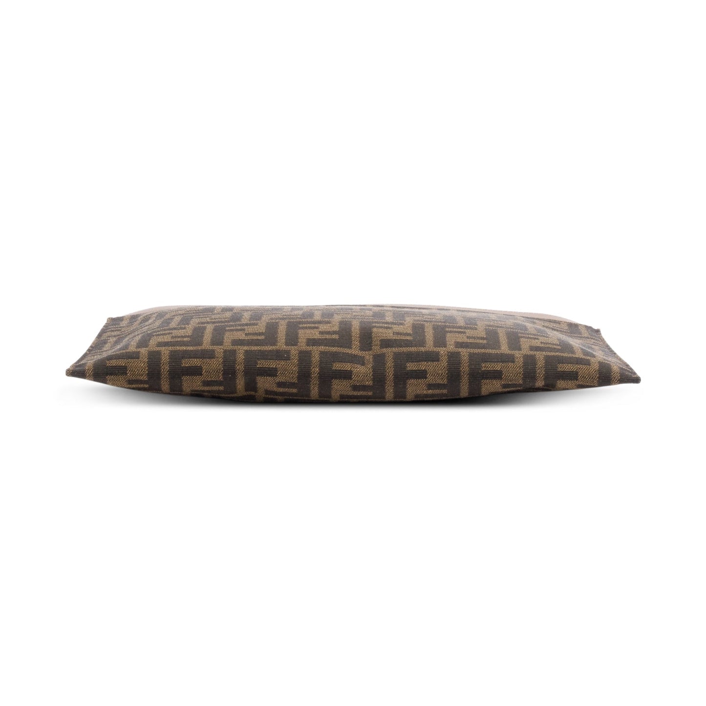 Fendi Brown FF Zucca Canvas Beige Leather Large Flat Pouch
