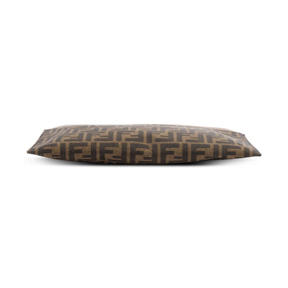 Fendi Brown FF Zucca Canvas Beige Leather Large Flat Pouch