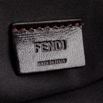 Fendi Brown FF Zucca Canvas Beige Leather Large Flat Pouch