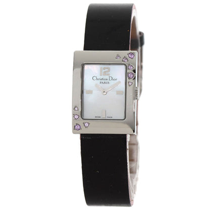 Christian Dior Watches Quartz D78-1093 Stainless Steel, Enamel Silver Malice Pink Sapphire White shell dial Women
