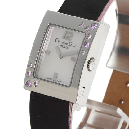 Christian Dior Watches Quartz D78-1093 Stainless Steel, Enamel Silver Malice Pink Sapphire White shell dial Women