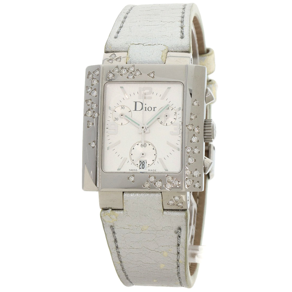 Christian Dior Watches Quartz D81-101 Stainless Steel, Leather Silver Riva Sparkling Chronograph Silver dial Women
