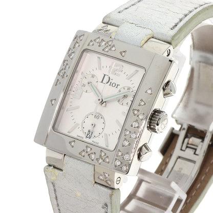 Christian Dior Watches Quartz D81-101 Stainless Steel, Leather Silver Riva Sparkling Chronograph Silver dial Women