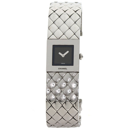 CHANEL Watches Quartz H0008 Stainless Steel , Stainless Steel Silver Matrasse black dial Women