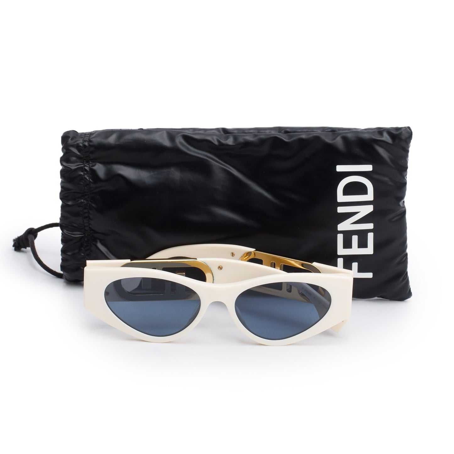 Fendi FE40049I White Acetate O'Lock Oval Sunglasses