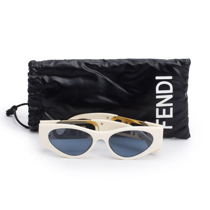 Fendi FE40049I White Acetate O'Lock Oval Sunglasses