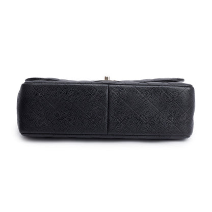 Chanel Black Quilted Caviar Leather Classic Jumbo Double Flap Bag