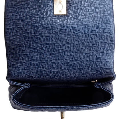 Chanel 2020 Blue Irisdescent Quilted Caviar Leather Mini Coco Top Handle Flap Bag