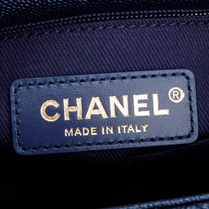 Chanel 2020 Blue Irisdescent Quilted Caviar Leather Mini Coco Top Handle Flap Bag