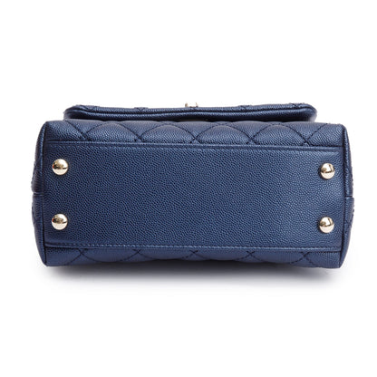 Chanel 2020 Blue Irisdescent Quilted Caviar Leather Mini Coco Top Handle Flap Bag