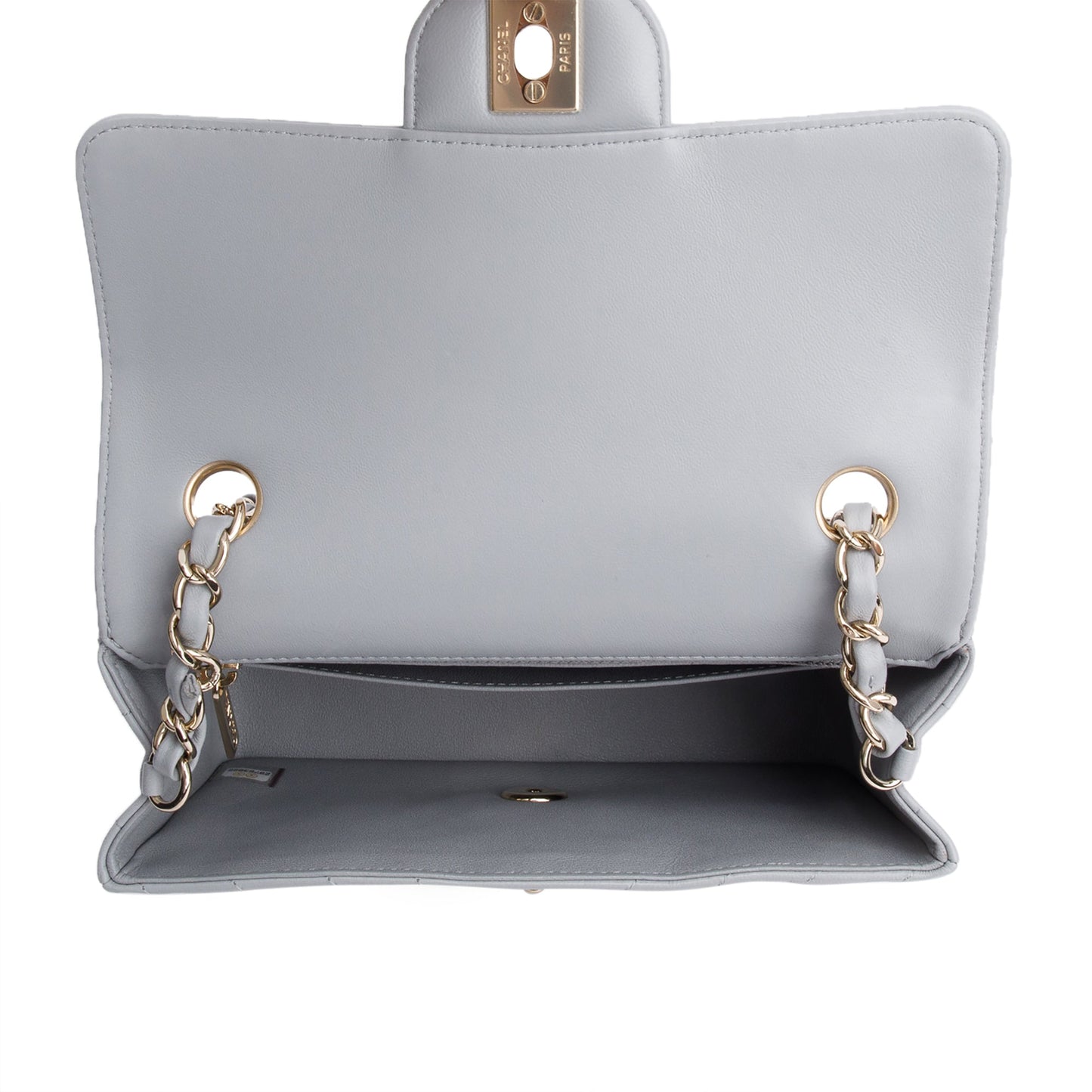 Chanel Grey Chevron Quilted Lambskin Leather Classic Mini Rectangular Flap Bag