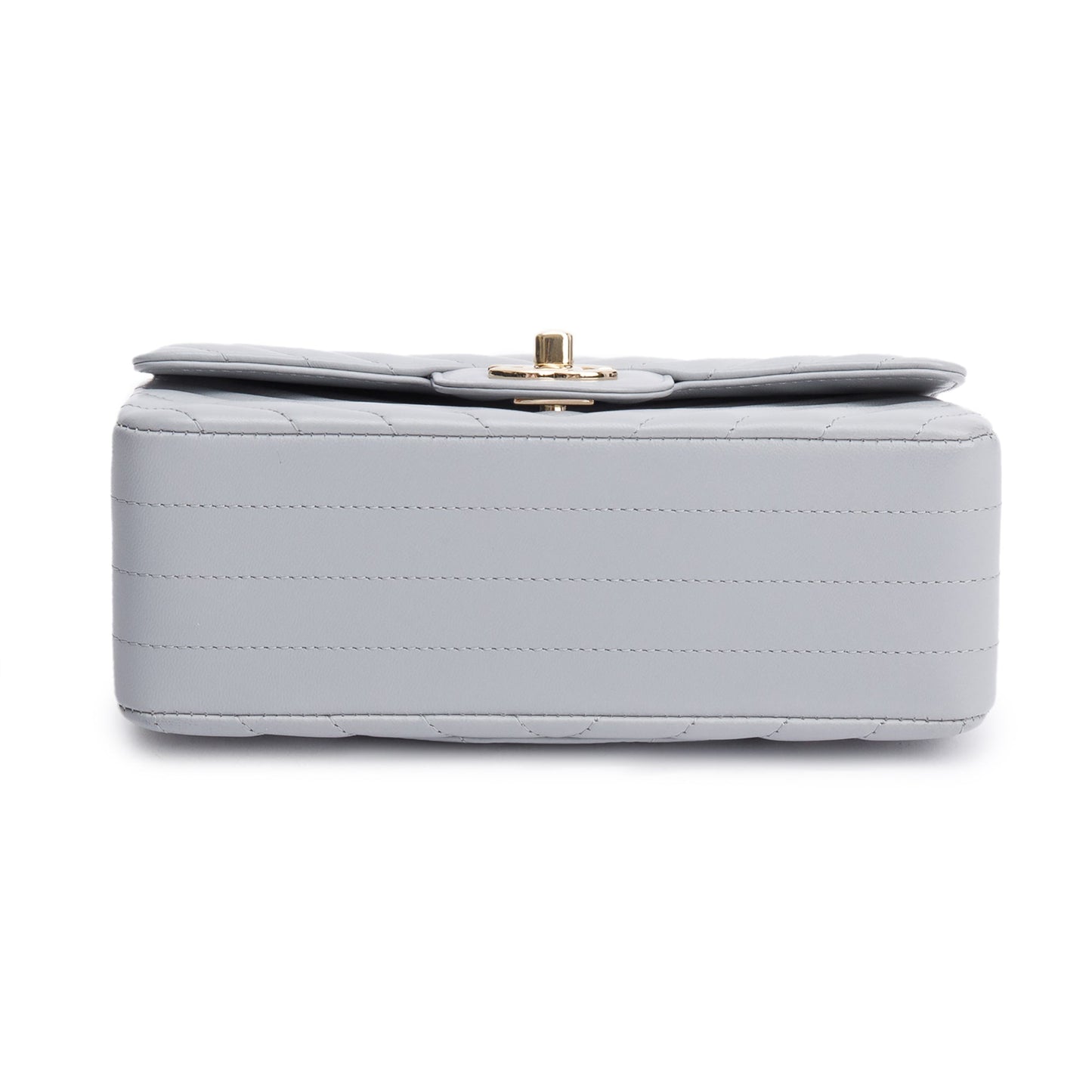 Chanel Grey Chevron Quilted Lambskin Leather Classic Mini Rectangular Flap Bag
