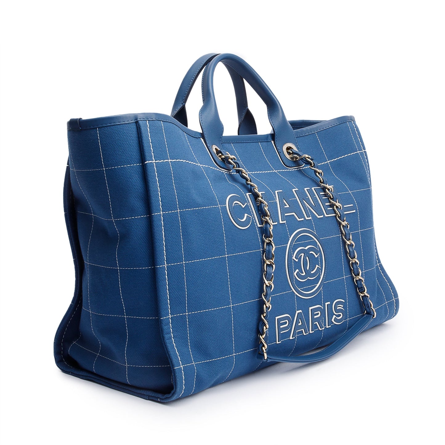 Chanel 2023 Blue Cotton Large Deauville Tote