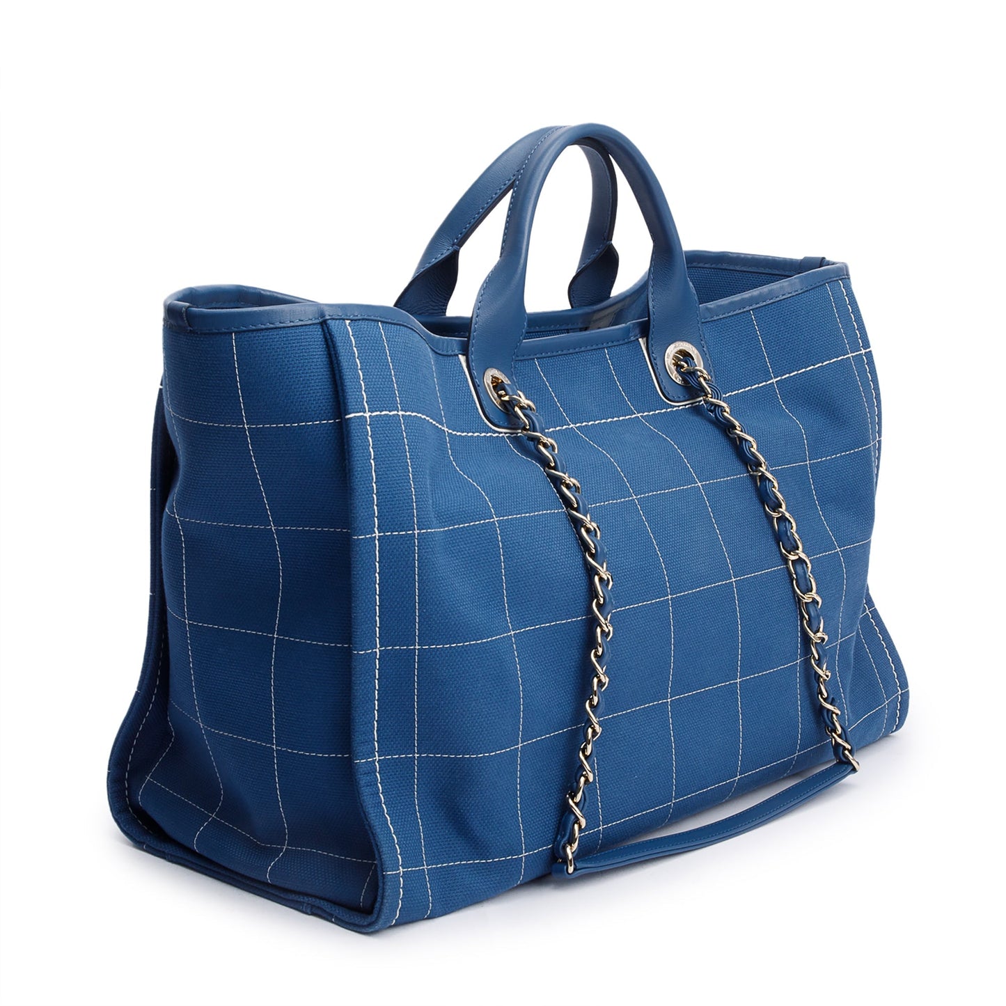 Chanel 2023 Blue Cotton Large Deauville Tote